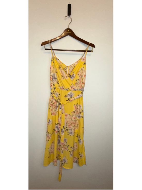 Ma Amie Dresses & Skirts - Francesca Mi Ami S Yellow Floral Chiffon Sheer Midi Dress Women Sundress Garden